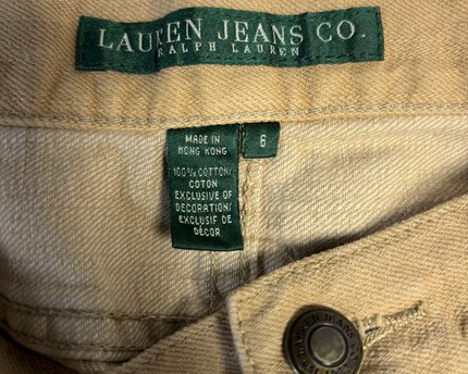 Lauren Ralph Lauren Tan Floral Embroidered Straight Leg Jeans