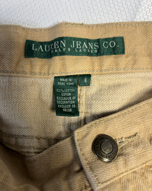 Lauren Ralph Lauren Tan Floral Embroidered Straight Leg Jeans