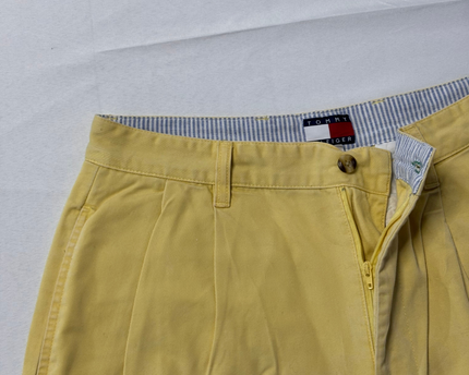 Tommy Hilfiger Yellow Pleated Cotton Chino Shorts