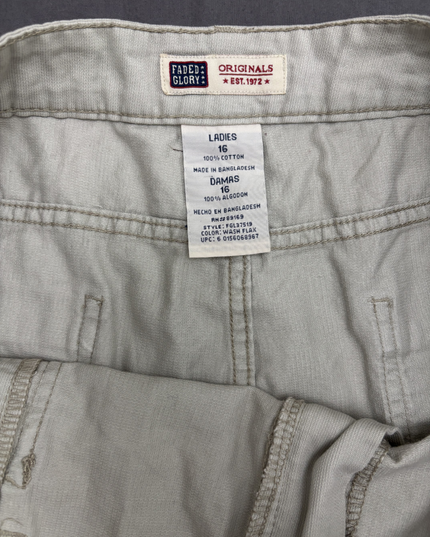 Faded Glory Originals Beige Cotton Cargo A-Line Skirt - XL