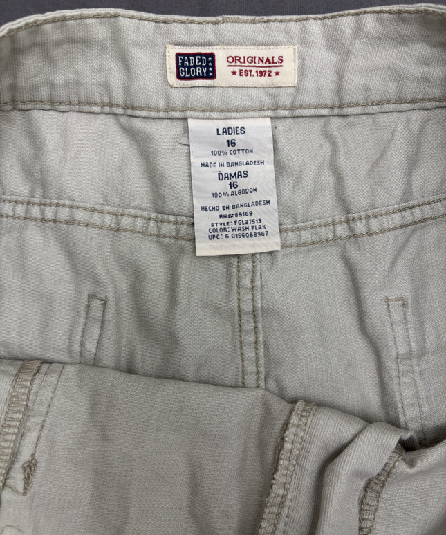 Faded Glory Originals Beige Cotton Cargo A-Line Skirt - XL