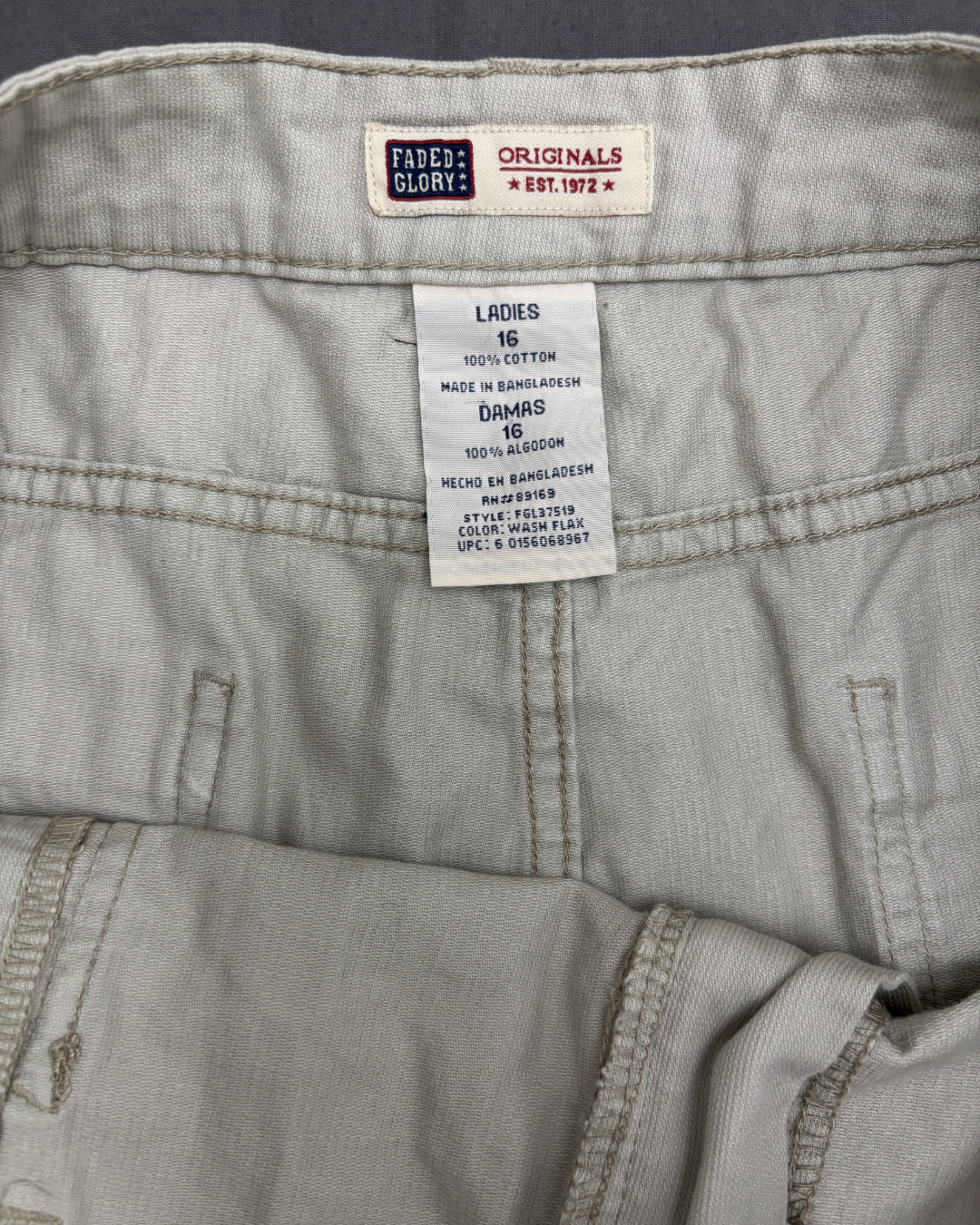 Faded Glory Originals Beige Cotton Cargo A-Line Skirt - XL