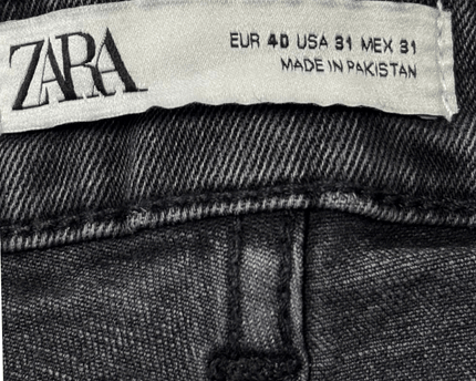 ZARA Slim Fit Washed Black Seam Detail Denim Jeans