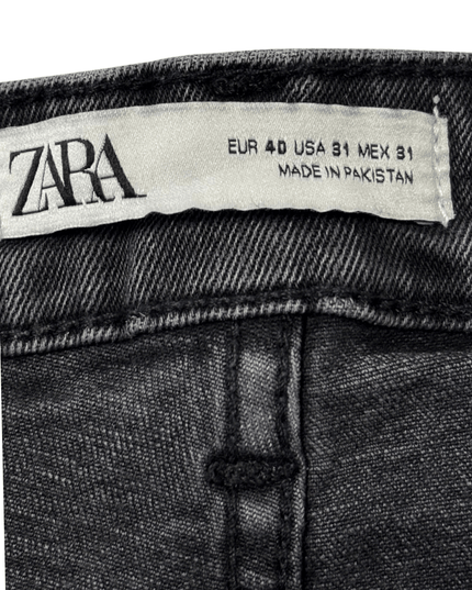 ZARA Slim Fit Washed Black Seam Detail Denim Jeans