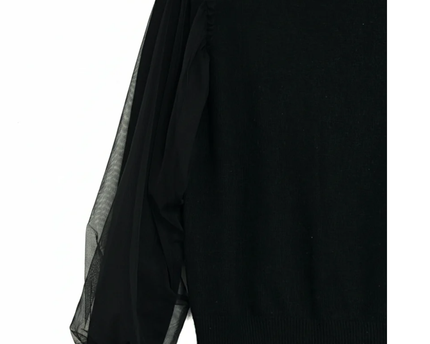 INC International Concepts Black Mesh Sleeve Sweater