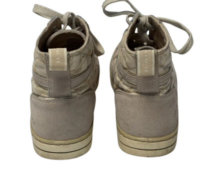 Coach Putty Pita Signature Quilted High-Top Sneakers W/Box