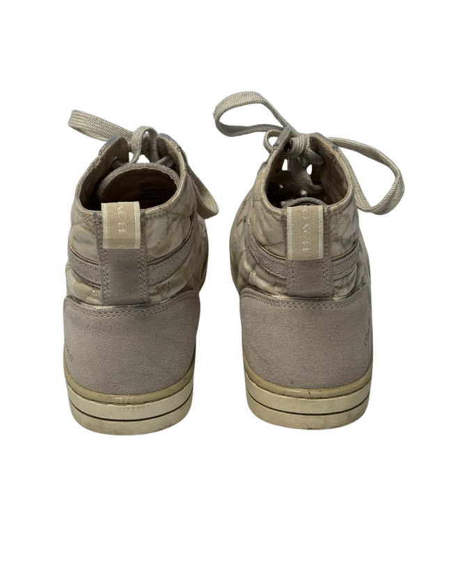 Coach Putty Pita Signature Quilted High-Top Sneakers W/Box