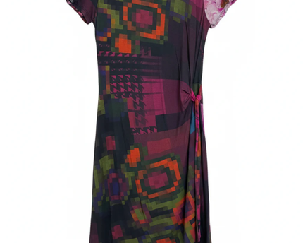 Desigual Multicolor Pixelated Print Side-Tie Dress