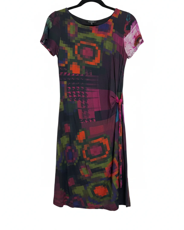 Desigual Multicolor Pixelated Print Side-Tie Dress