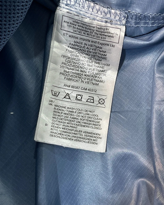 Adidas Blue Full Zip Hooded Windbreaker Jacket