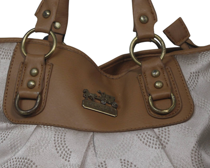 Coach Beige Signature Sateen Satchel Bag