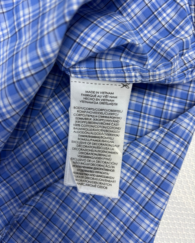 Ralph Lauren Blue Plaid Slim Fit Cotton Stretch Shirt