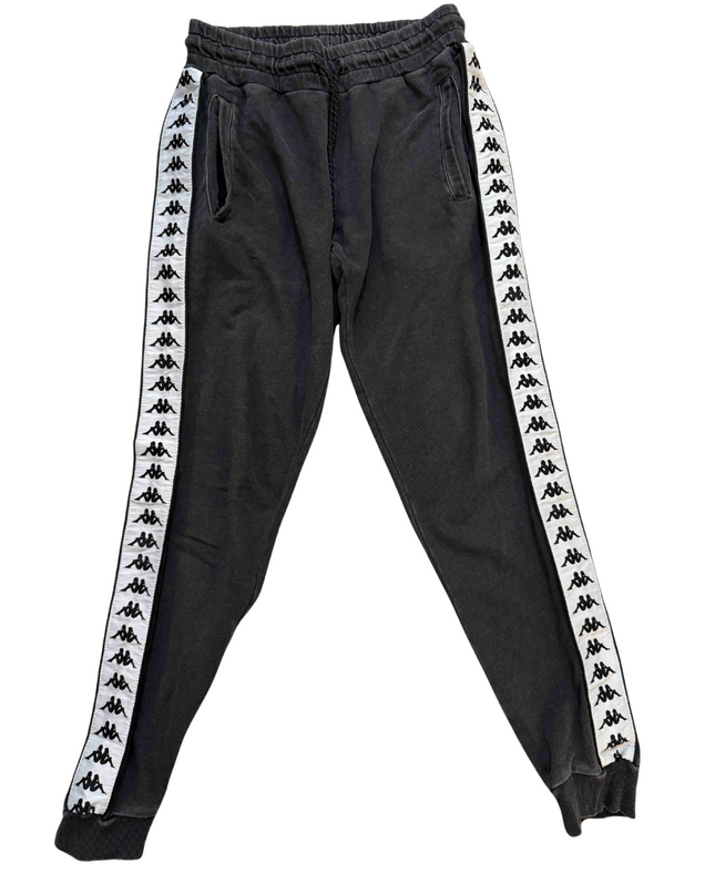 Kappa Classic Full Length Black Logo Tape Joggers - XS | Waist: 26"