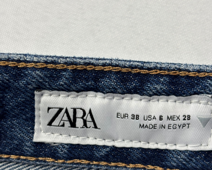 Zara Blue High-Rise Wide Leg Jeans with Raw Hem