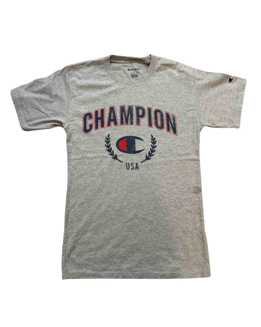 Champion USA Heritage Crest Heather Grey T-Shirt - XS