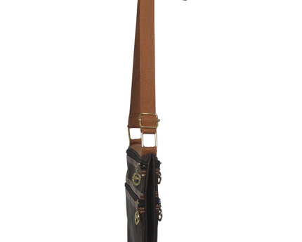 Longchamp Brown Multi-Zip Nylon Crossbody Bag