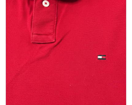 Tommy Hilfiger Red Long-Sleeve Cotton Polo Shirt