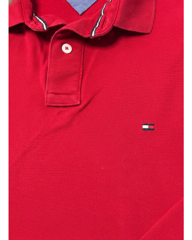 Tommy Hilfiger Red Long-Sleeve Cotton Polo Shirt