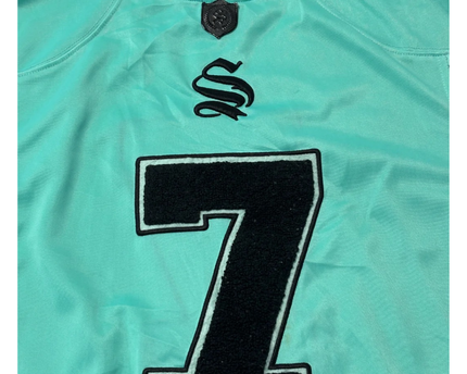 Sinners Attire Aqua Embroidered Number 7 Streetwear Jersey