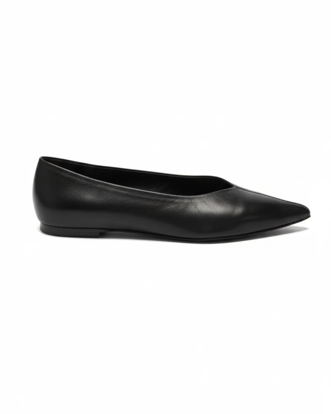 ZARA Black Pointed Toe Leather Flats