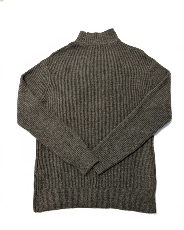 Zara Grey Half-Zip Ribbed Knit Sweater