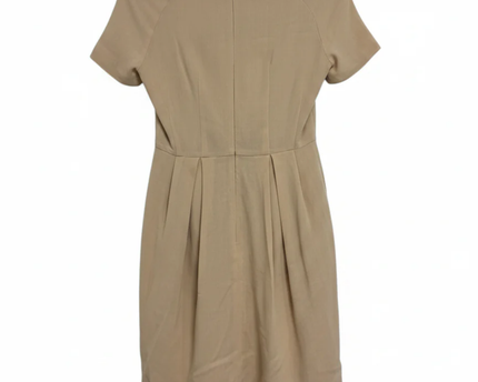Elisabetta Franchi Beige Virgin Wool Blend Mini Dress with Fringe Hem