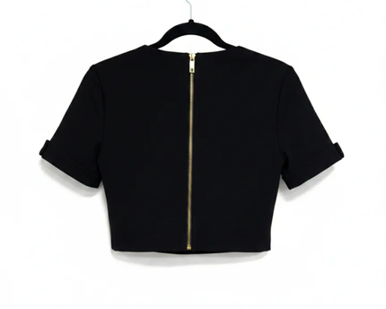 Ted Baker Black Short Sleeve Bow Detail Crop Top
