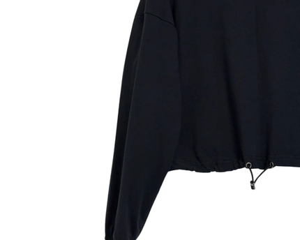 XOXO Black Long Sleeve Drawstring Hem Crop Top