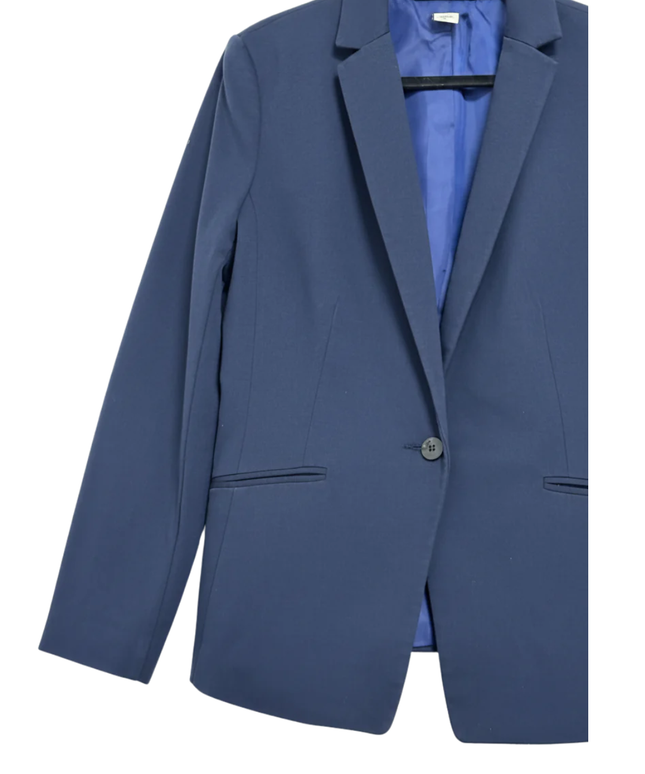 H&M Navy Blue Tailored Single-Button Blazer