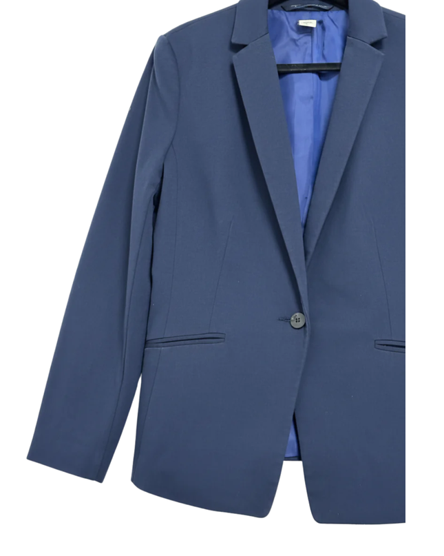 H&M Navy Blue Tailored Single-Button Blazer