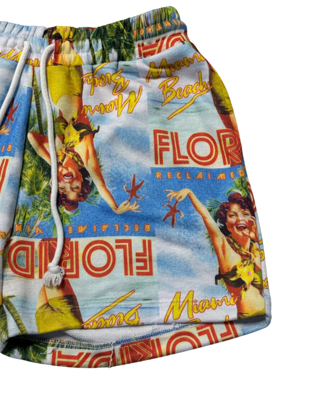 Reclaimed Vintage Multicolor Florida Retro Print Shorts