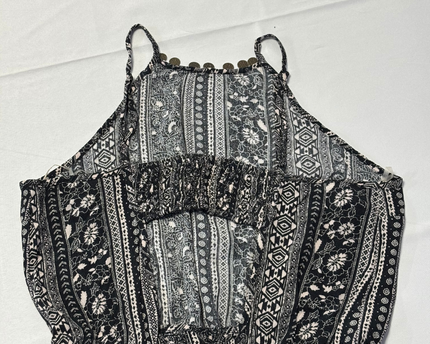American Eagle Black and White Geometric Print Romper