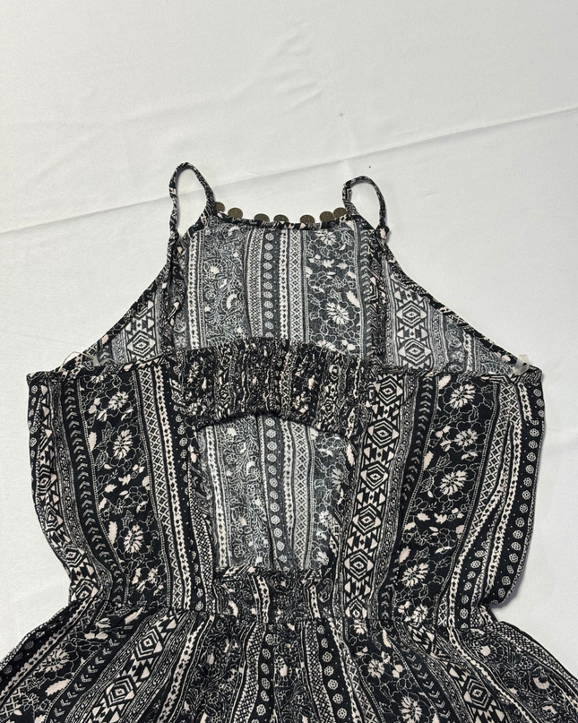American Eagle Black and White Geometric Print Romper