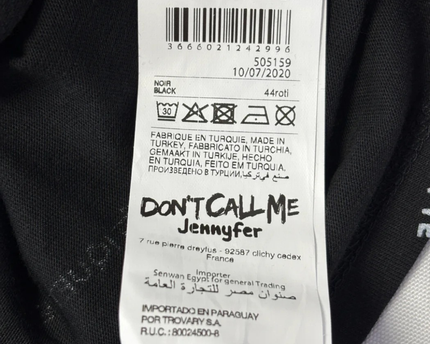 Don't Call Me Jennyfer Black Graphic All-Over Print T-Shirt W/Tags