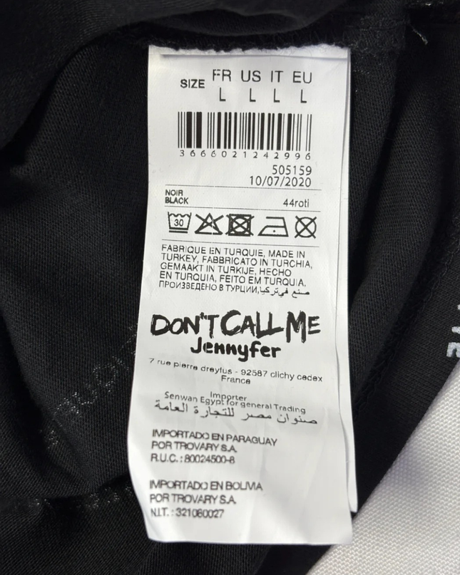 Don't Call Me Jennyfer Black Graphic All-Over Print T-Shirt W/Tags