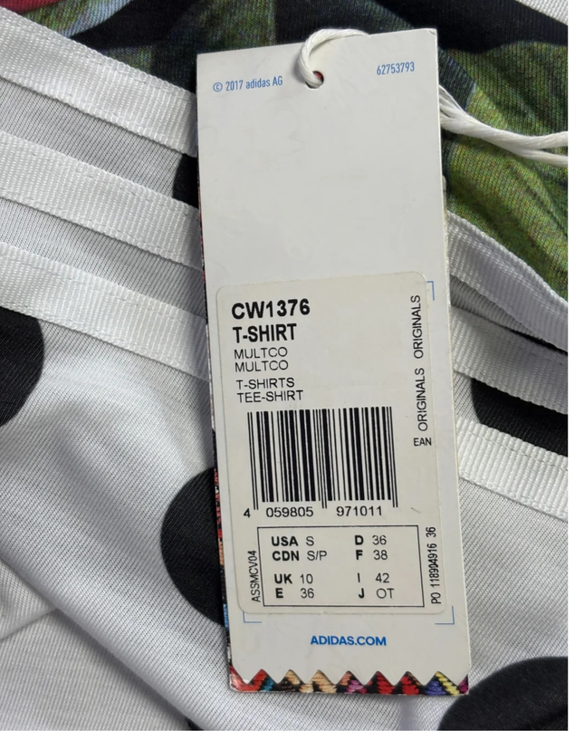 Adidas Multicolor Polka Dot & Tropical Toucan T-Shirt W/Tags