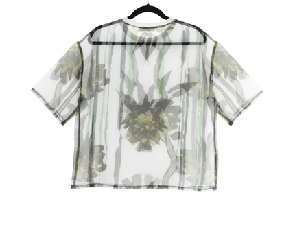 ZARA TRAFALUC Multicolor Sheer Mesh Floral Print Oversized Top
