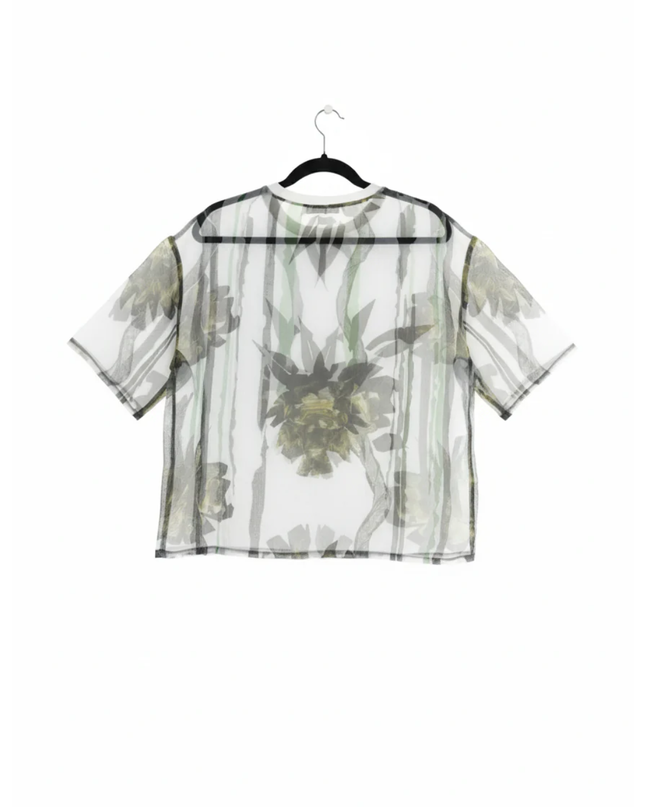 ZARA TRAFALUC Multicolor Sheer Mesh Floral Print Oversized Top