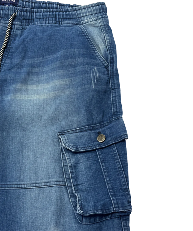 Falcon Denim Blue Cargo Jogger Jeans