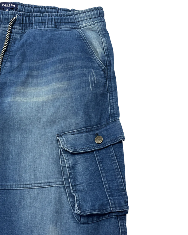 Falcon Denim Blue Cargo Jogger Jeans