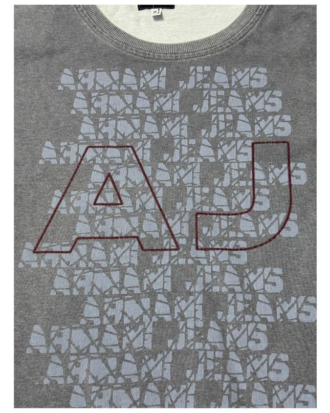 Armani Jeans Grey Graphic Long Sleeve Crewneck T-Shirt
