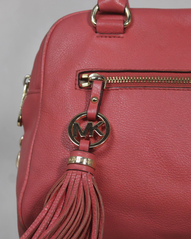 Michael Kors Pink Pebbled Leather Tassel Satchel Bag