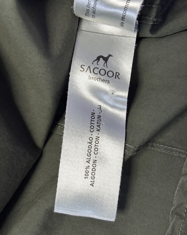 Sacoor Brothers Olive Green Slim Fit Icon Poplin Shirt