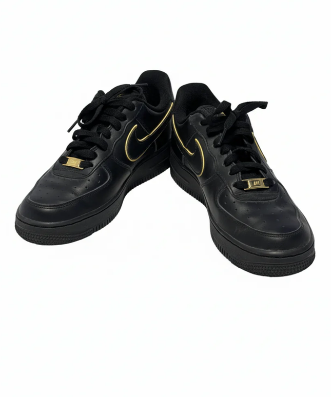 Nike Black and Gold Air Force 1 Low Sneakers