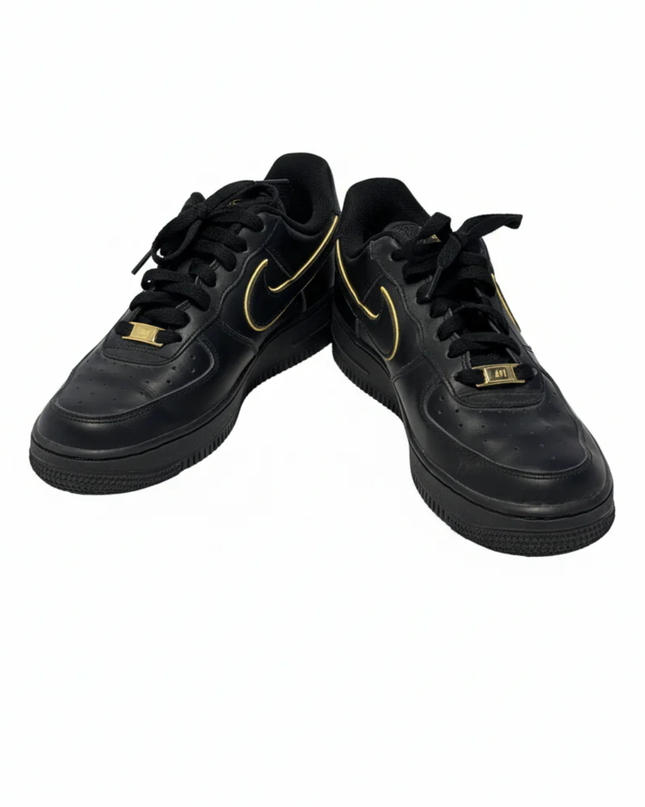 Nike Black and Gold Air Force 1 Low Sneakers