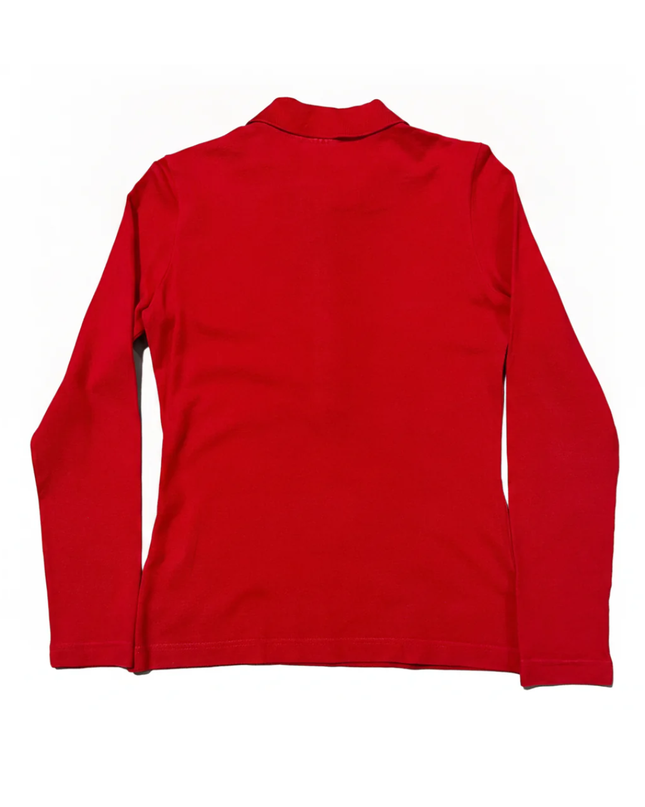 Lacoste Red Long-Sleeve Cotton Polo Shirt