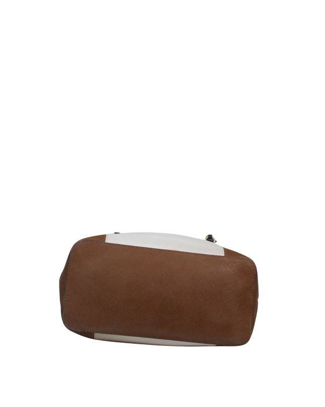 Michael Kors White/Brown/Black Tri-Color Saffiano Leather Tote Bag