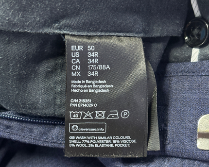 H&M Navy Blue Tailored Dress Trousers