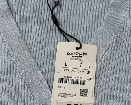 Don't Call Me Jennyfer Sky Blue Ribbed Knit Button-Down Mini Dress W/Tags