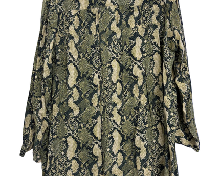 H&M Green Snake Print V-Neck Long Sleeve Blouse